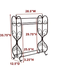 Kings Brand Furniture Freestanding Pewter Metal Towel Rack Stand with 3 Bars for Bathroom, Laundry Room, Blanket Rack