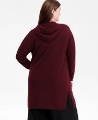 Charter Club Plus Hooded 100% Cashmere Cardigan, Macy's Exclusive