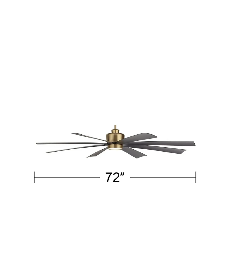 Casa Vieja 72" Grande Large Modern Indoor Ceiling Fan 8 Blade Led Light Remote Control Brass Finish Black Blades Bedroom