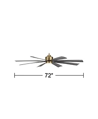 Casa Vieja 72" Grande Large Modern Indoor Ceiling Fan 8 Blade Led Light Remote Control Brass Finish Black Blades Bedroom