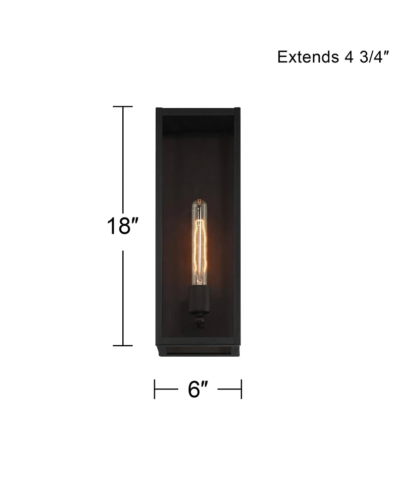 Cornell 18" High Modern Industrial Outdoor Wall Light Fixture Mount Porch House Exterior Outside Box Edison Bulb Sand Black Clear Glass Shade Fro