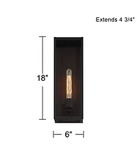 Cornell 18" High Modern Industrial Outdoor Wall Light Fixture Mount Porch House Exterior Outside Box Edison Bulb Sand Black Clear Glass Shade Fro