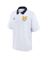 Jordan Men's White Michigan Wolverines Jersey Polo Shirt