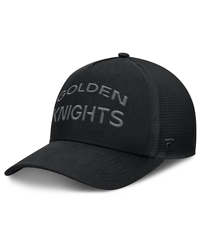 Fanatics Men's Black Vegas Golden Knights Authentic Pro Road Stack Text A-Frame Adjustable Hat