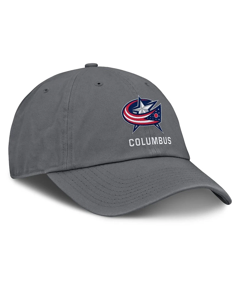 Fanatics Men's Charcoal Columbus Blue Jackets Washed Adjustable Hat