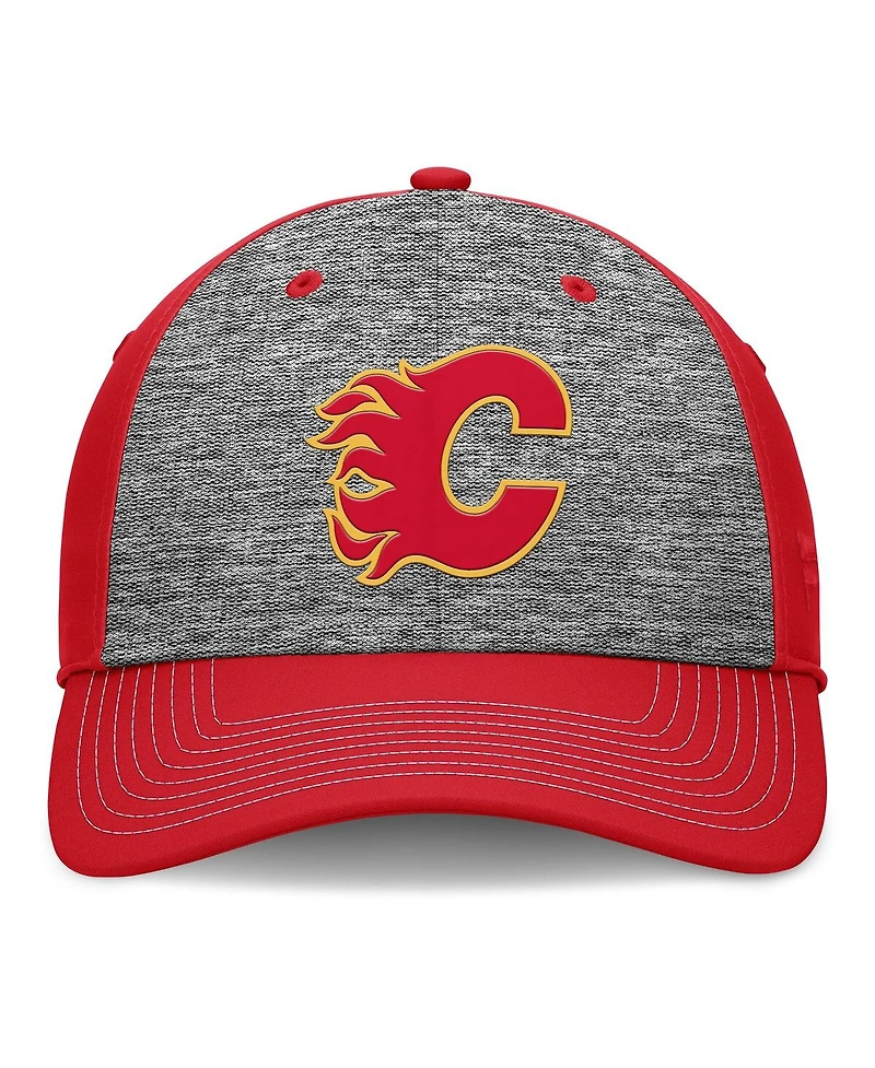Fanatics Men's Gray/Red Calgary Flames Fundamental Top Shelf 2-Tone Flex Hat