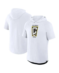 Fanatics Men's White Columbus Crew Hat Trick Stadium Slub Raglan Short Sleeve Pullover Hoodie