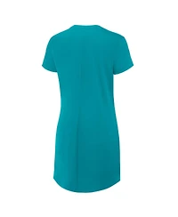 Fanatics Women's Aqua Miami Dolphins Ruched Drape T-Shirt Dress