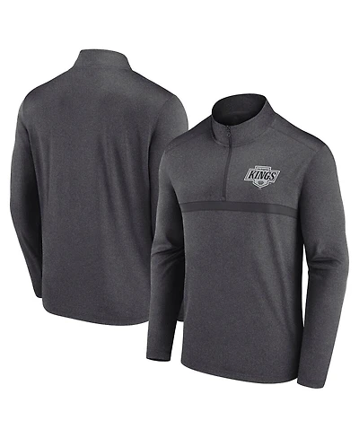 Logo Athletic Men's Heather Charcoal Los Angeles Kings Head-to-Head Raglan Quarter-Zip Sweatshirt