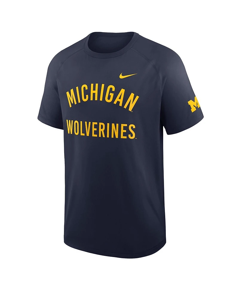 Nike Men's Navy Michigan Wolverines Ready Raglan Premium Performance T-Shirt