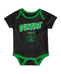 Outerstuff Newborn 3-Pack Green/Heather Gray Austin Fc Loyal Buddies Bodysuit Set
