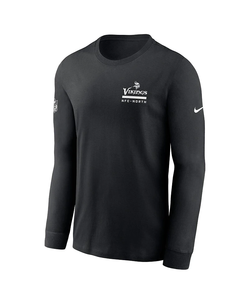Nike Men's Black Minnesota Vikings Sideline Performance Long Sleeve T-Shirt