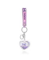 Kuromi Heart Keychain with Purple Strap and Floating Charm