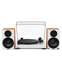 Fluance RT81 Elite High Fidelity Vinyl Turntable (White) with Ai41 Powered 5" Stereo Bookshelf Speakers (White Walnut), Diamond Stylus, Belt Driv