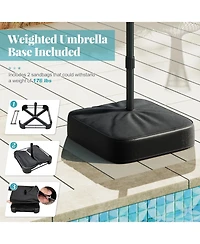 15 Feet Double-Sided Patio Umbrella with 48 Led Lights-Turquoise