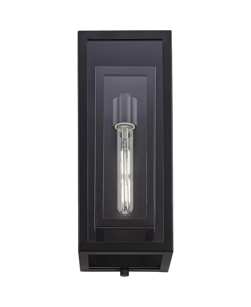 Possini Euro Design Double Box Modern Outdoor Wall Light Fixture Black Metal 16 1/2" Clear Glass for Post Exterior Barn Deck House Porch Yard Pat