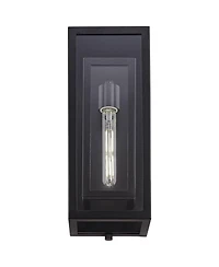 Possini Euro Design Double Box Modern Outdoor Wall Light Fixture Black Metal 16 1/2" Clear Glass for Post Exterior Barn Deck House Porch Yard Pat