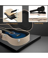 Acoustic Guitar Case Hard Dreadnought 41 Inch Carrying Wooden Hardshell with Lock for Airline Travel