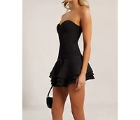 Heiress Beverly Hills Women's Corset Chiffon Flared Mini Dress