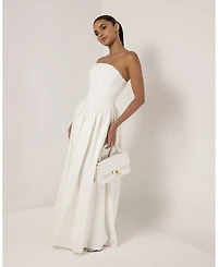 Heiress Beverly Hills Women's Strapless Corset Crepe Flare Maxi Dress