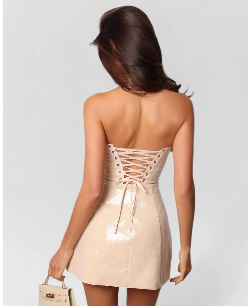 Heiress Beverly Hills Women's Strapless Sequin Corset Mini Dress