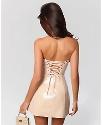 Heiress Beverly Hills Women's Strapless Sequin Corset Mini Dress