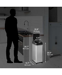 iTouchless Stainless Steel Sensor Trash Can with Wheels and AbsorbX Odor Filter 13 Gallon Silver