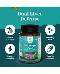 Liver Support + Nac Capsules | Supports Liver Cleanse | N Acetyl Cysteine Silymarin Milk Thistle, Choline Bitartrate & Berberine | 60ct