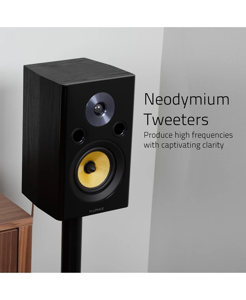 Fluance Signature HiFi 2-Way Bookshelf Surround Sound Speakers for 2-Channel Stereo Listening or Home Theater System - Natural Walnut/Pair (Hfsw)