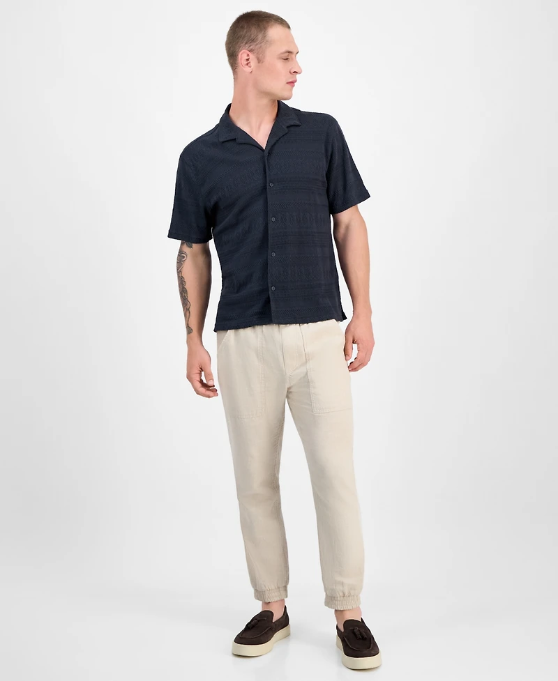 Sun + Stone Men's Alessio Short Sleeve Textured Knit Button-Front Camp Shirt, Exclusively at Macy's