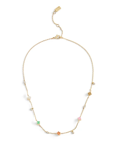 Coach Faux Stone Signature Logo Enamel Cube Strand Necklace