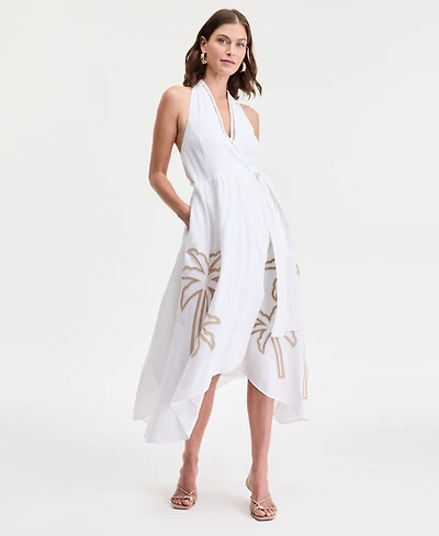 I.n.c. International Concepts Women's Palm Eyelet Halter Dress, Exclusively at Macy's