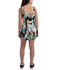 Hurley Big Girls Smocked-Bodice Floral-Print Romper