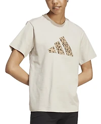 adidas Women's Cotton Animal-Print Logo Crewneck T-Shirt