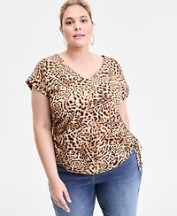 I.n.c. International Concepts Plus Printed Adjustable-Side-Tie Top, Exclusively at Macy's