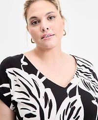 I.n.c. International Concepts Plus Printed Adjustable-Side-Tie Top, Exclusively at Macy's