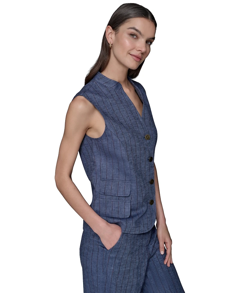 Karl Lagerfeld Paris Women's Pinstripe Button-Front Vest