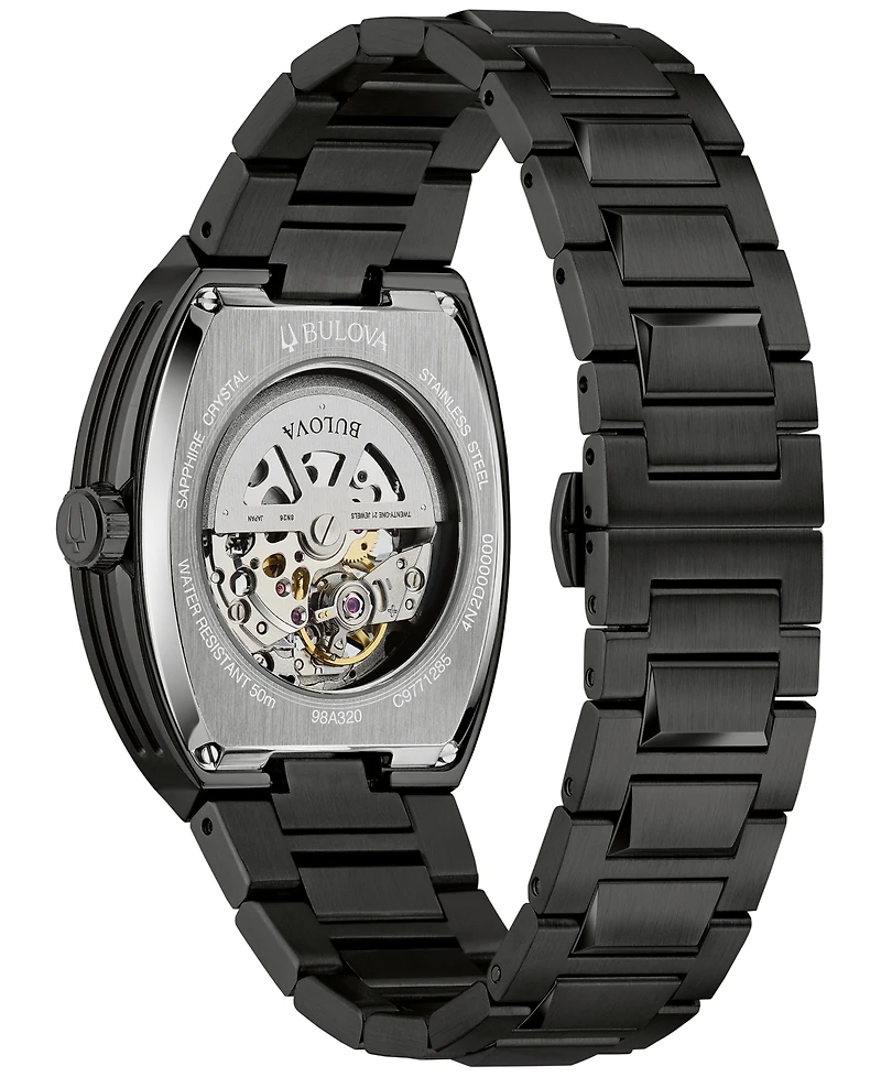 Bulova Men's Maquina Automatic Black Stainless Steel Bracelet Watch 40mm