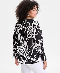 I.n.c. International Concepts Plus Printed Surplice-Neck Top, Exclusively at Macy's