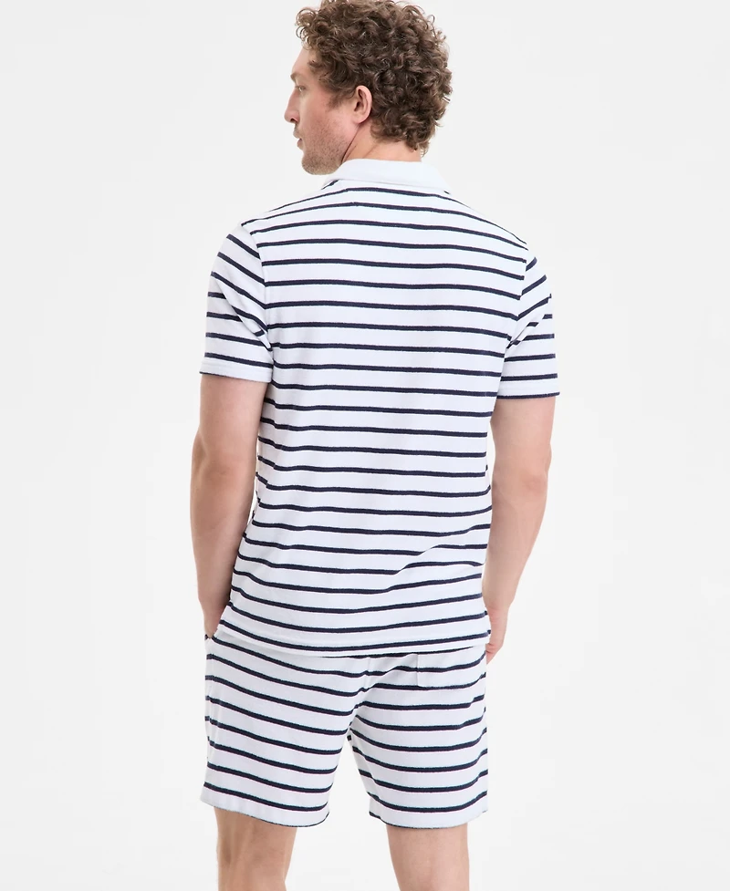 Club Room Men's Bengal Striped Terry Cloth Short-Sleeve Polo Shirt, Exclusively at Macy's