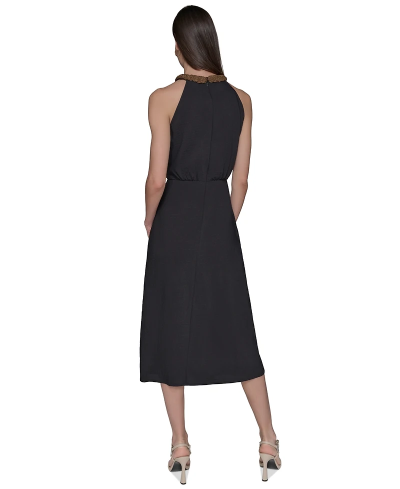 Karl Lagerfeld Paris Women's Halter-Neck Midi Dress
