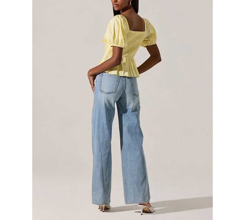 Astr the Label Women's Smocked Bow-Front Top