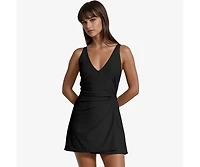 Calypsa Women's Alana Wrap-Style Swim Dress With Hidden Bottoms and Adjustable Straps