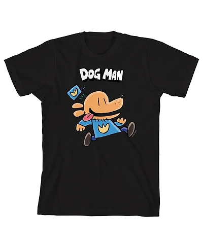 Dog Man Boys Running Youth Black Crew Neck Short Sleeve T-shirt-xxl