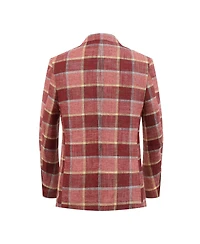 Elie Balleh Boys Red Slim Fit Plaid Blazer