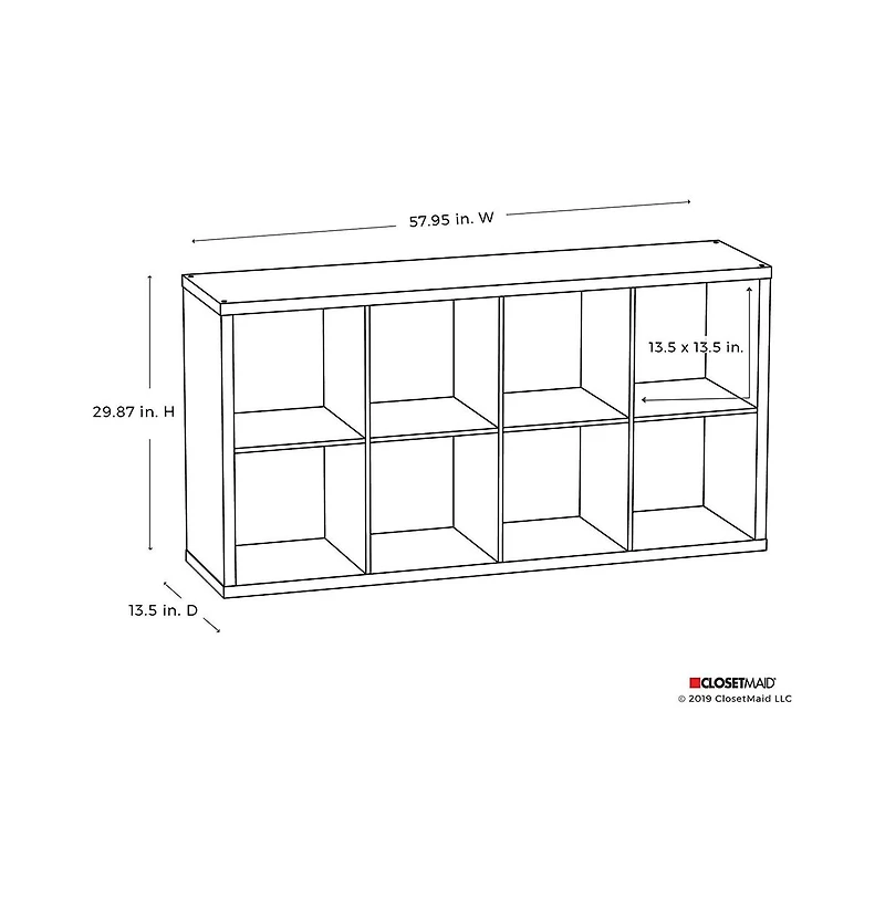 ClosetMaid Decorative Bookcase Open Back 8-Cube Storage Organizer
