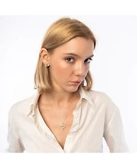 Spero London Pansy Violet Floral Earring in Sterling Silver