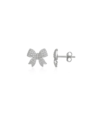 Spero London Bowtie Sterling Silver Zirconia Stud Earring