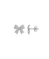 Spero London Bowtie Sterling Silver Zirconia Stud Earring