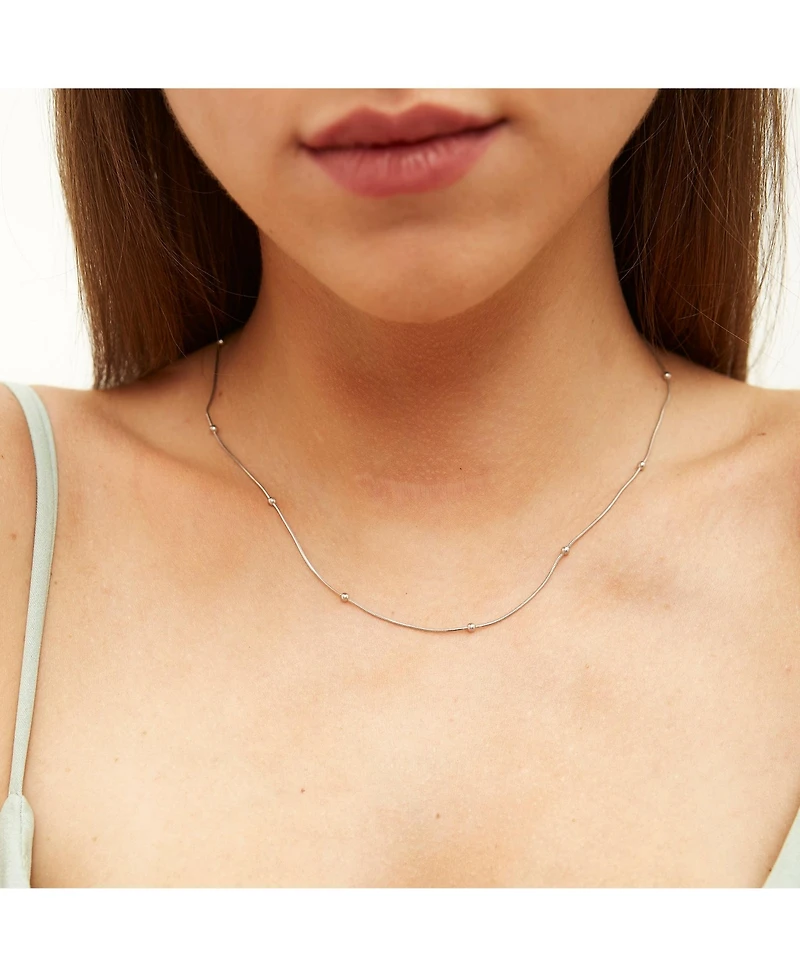Spero London Italian Bead Chain Sterling Silver Satellite Necklace